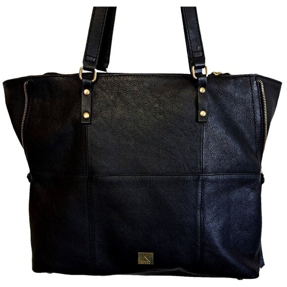 Kooba Shoulder Strap Black Pebbled Leather Everette Handbag 16"x14" - Picture 5 of 16